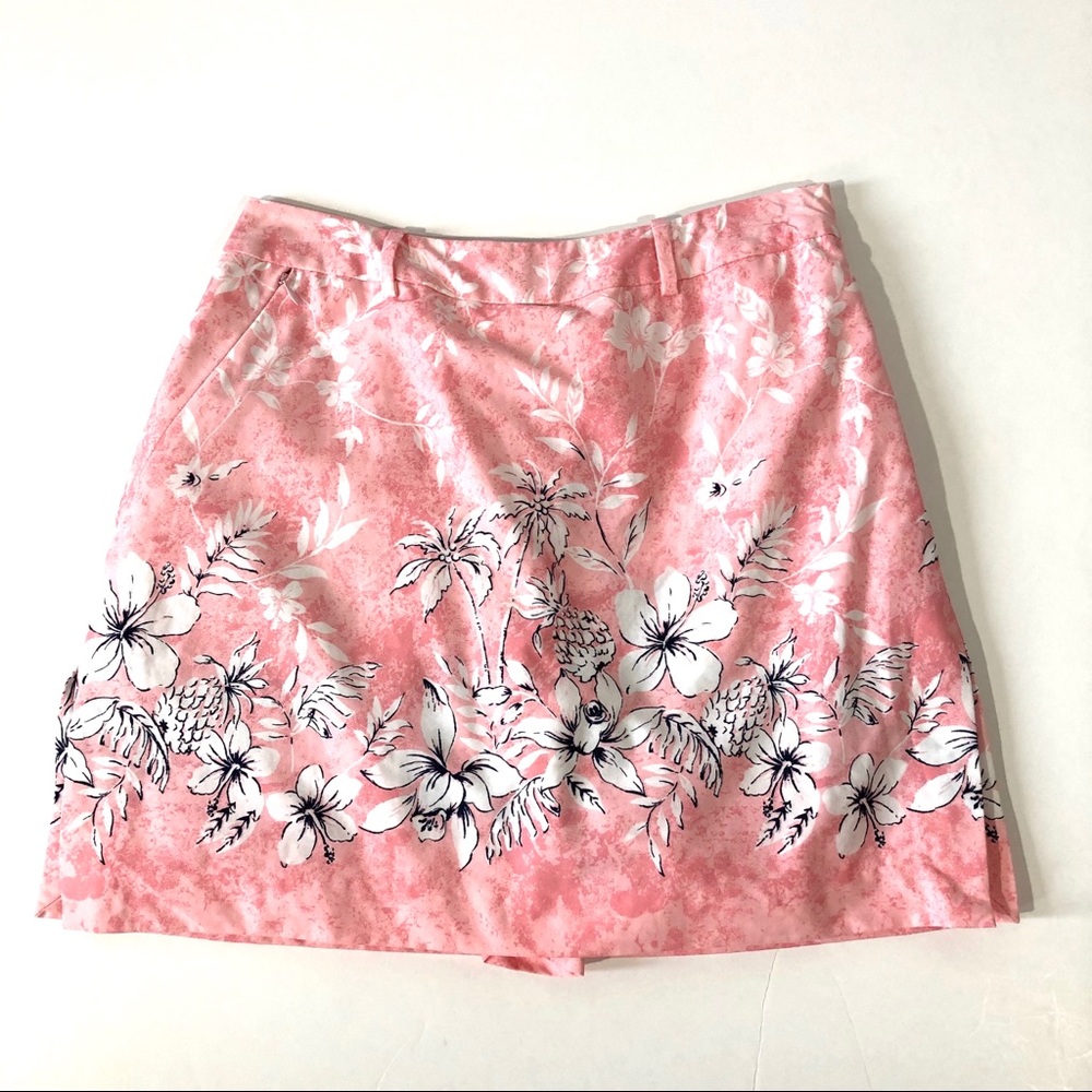 Tehama/Nancy Haley Pink Palm Tree/Floral Skort